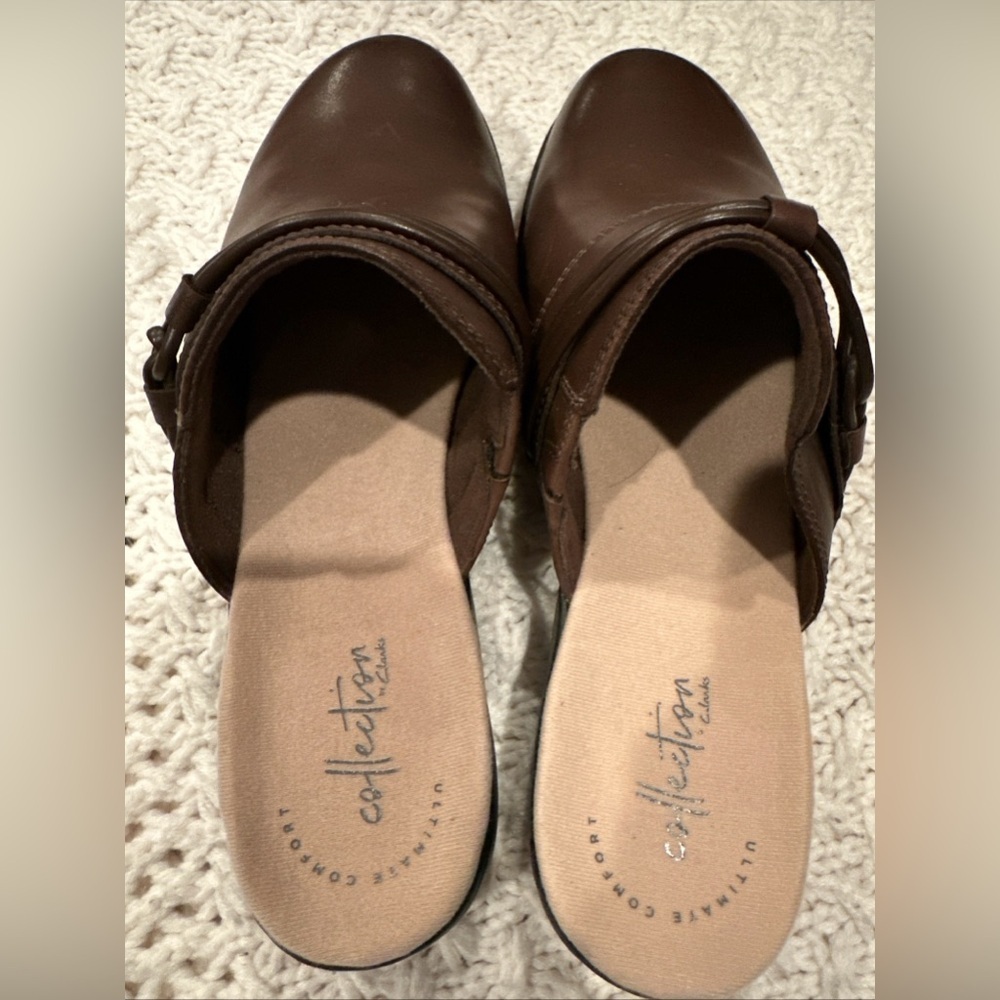 COLLECTION BY CLARKS WOMENS  LEISA CLOVER DARK BROWN LEATHER 8. 5 W NEW - Picture 2 of 7